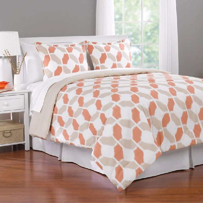 Full - size comforters suitable for full - sized beds in guest rooms or small bedroomsValentina Geometric 3-piece Comforter Set