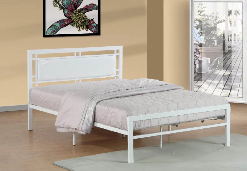 Memory foam mattresses for pressure relief and contouringWhite Metal Bed With A Padded Headboard