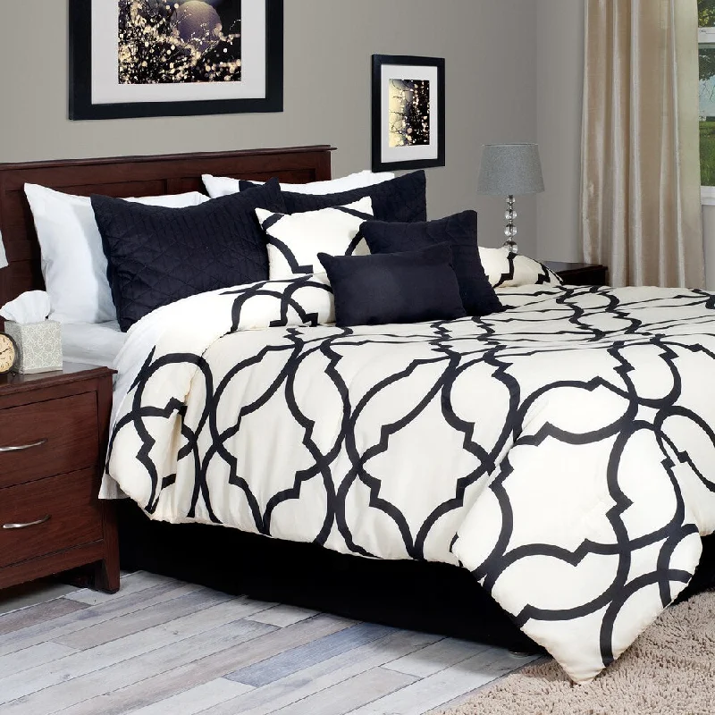 Wool - filled comforters with natural moisture - wicking and temperature - regulating featuresWindsor Home White Trellis Pattern 7-piece Comforter Set